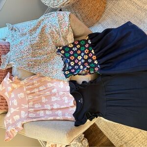 Floral and Solid Dresses Set